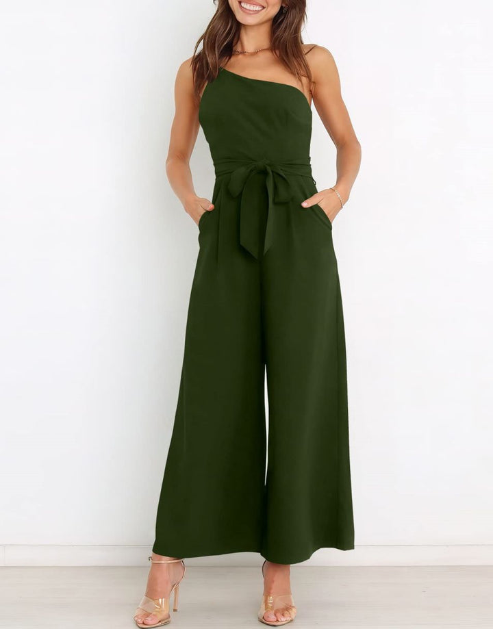 ANRABESS One Shoulder Sleeveless Wide Leg Jumpsuit