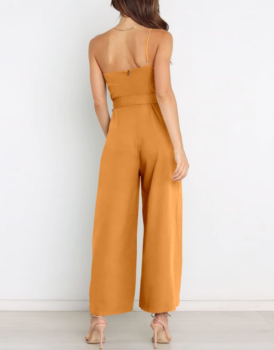 ANRABESS One Shoulder Sleeveless Wide Leg Jumpsuit