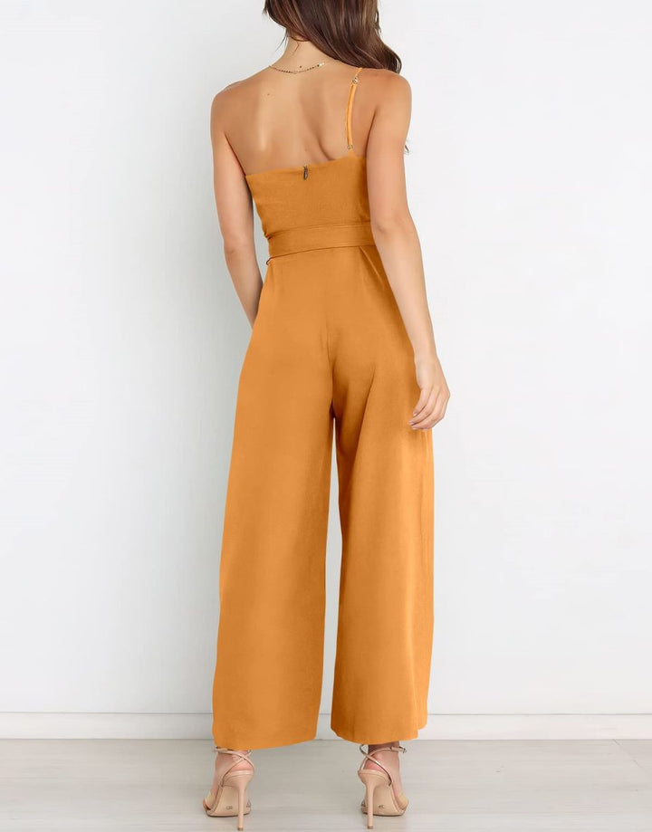 ANRABESS One Shoulder Sleeveless Wide Leg Jumpsuit