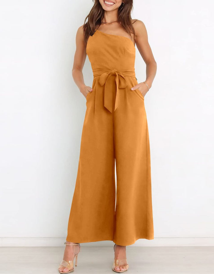 ANRABESS One Shoulder Sleeveless Wide Leg Jumpsuit