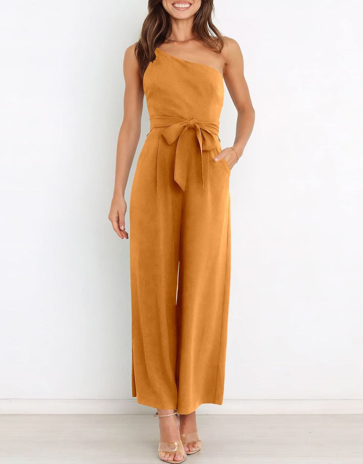 ANRABESS One Shoulder Sleeveless Wide Leg Jumpsuit