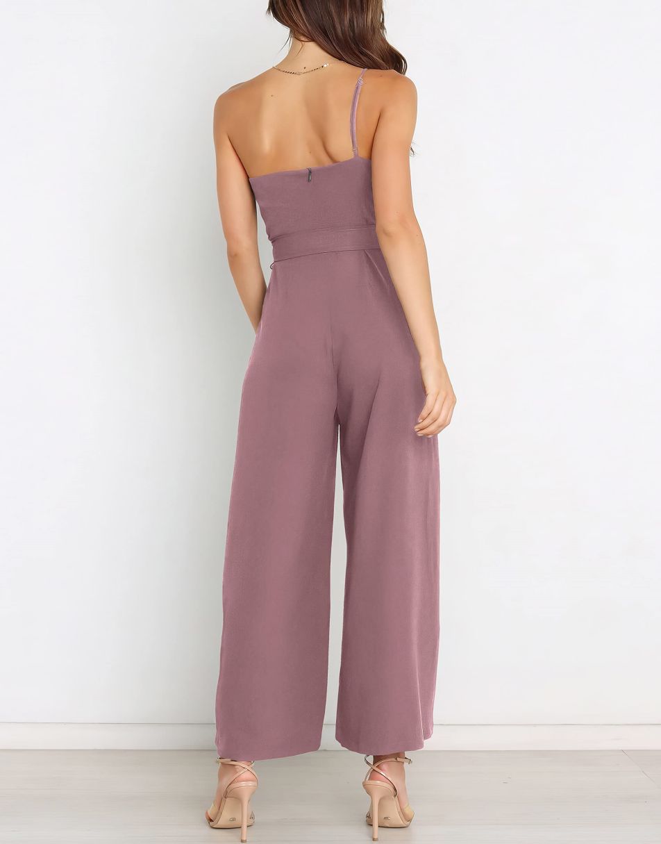 ANRABESS One Shoulder Sleeveless Wide Leg Jumpsuit