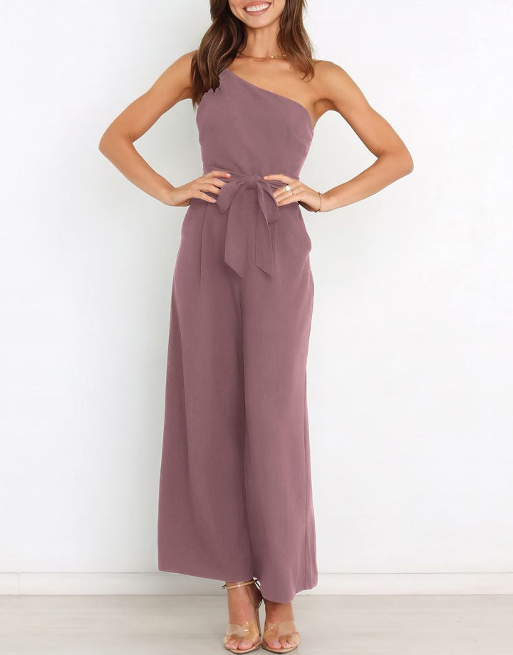 ANRABESS One Shoulder Sleeveless Wide Leg Jumpsuit