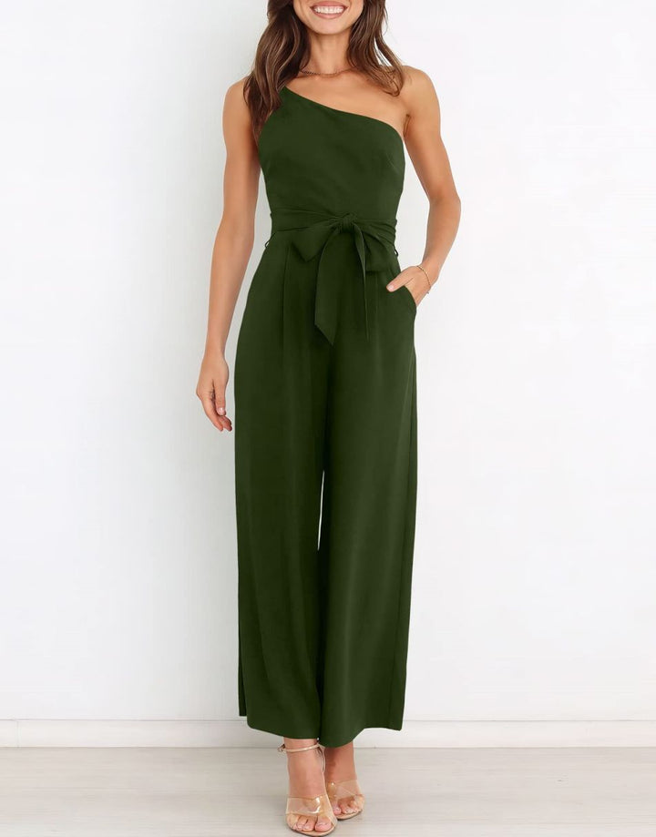 ANRABESS One Shoulder Sleeveless Wide Leg Jumpsuit