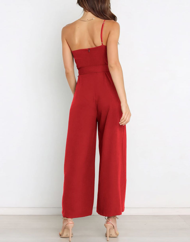 ANRABESS One Shoulder Sleeveless Wide Leg Jumpsuit
