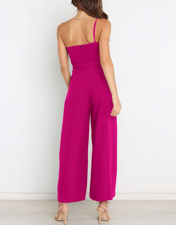 ANRABESS One Shoulder Sleeveless Wide Leg Jumpsuit