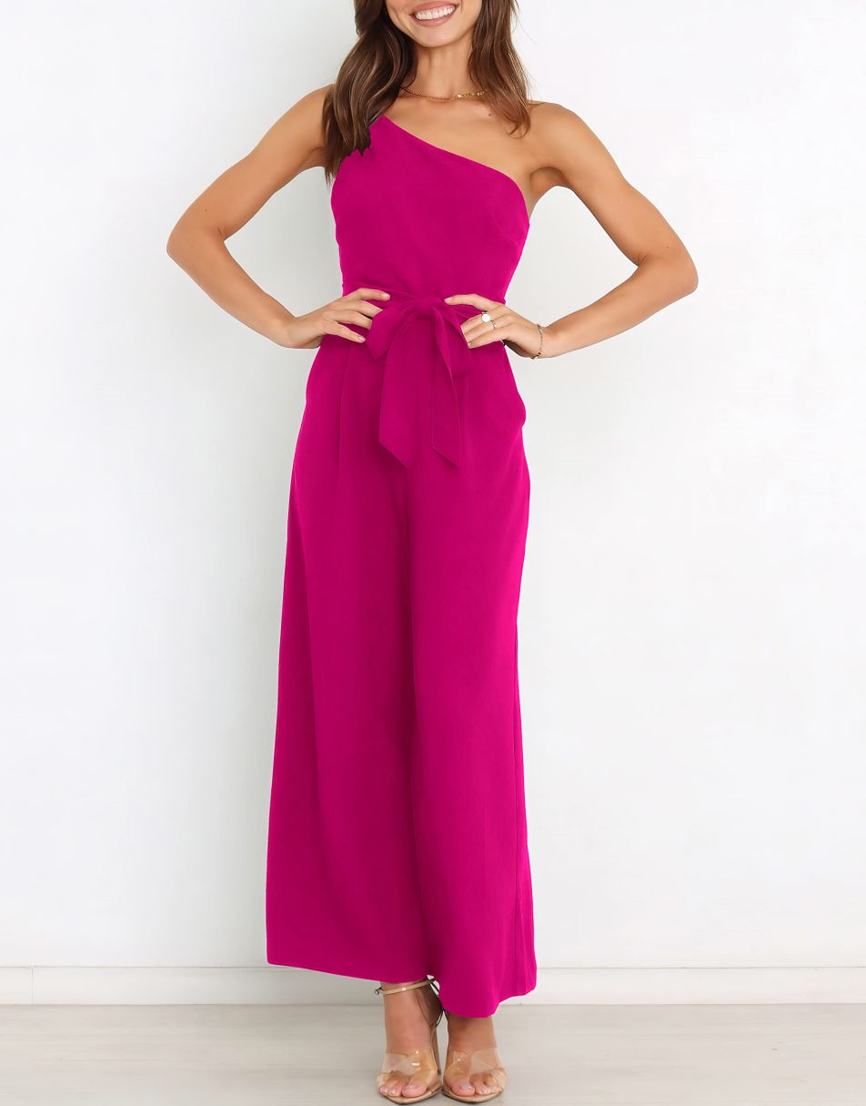 ANRABESS One Shoulder Sleeveless Wide Leg Jumpsuit