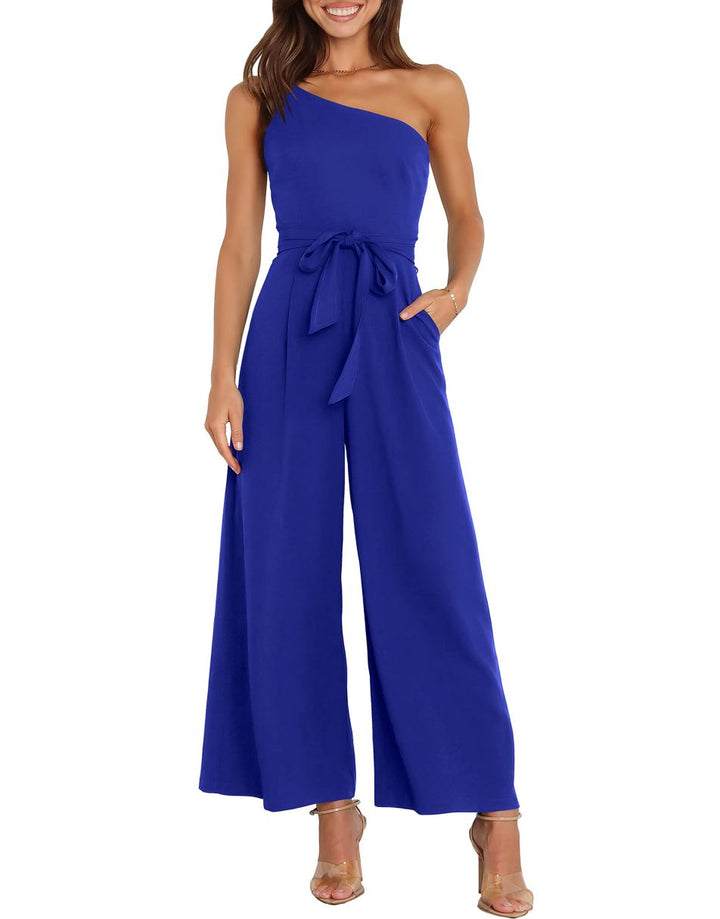 ANRABESS One Shoulder Sleeveless Wide Leg Jumpsuit