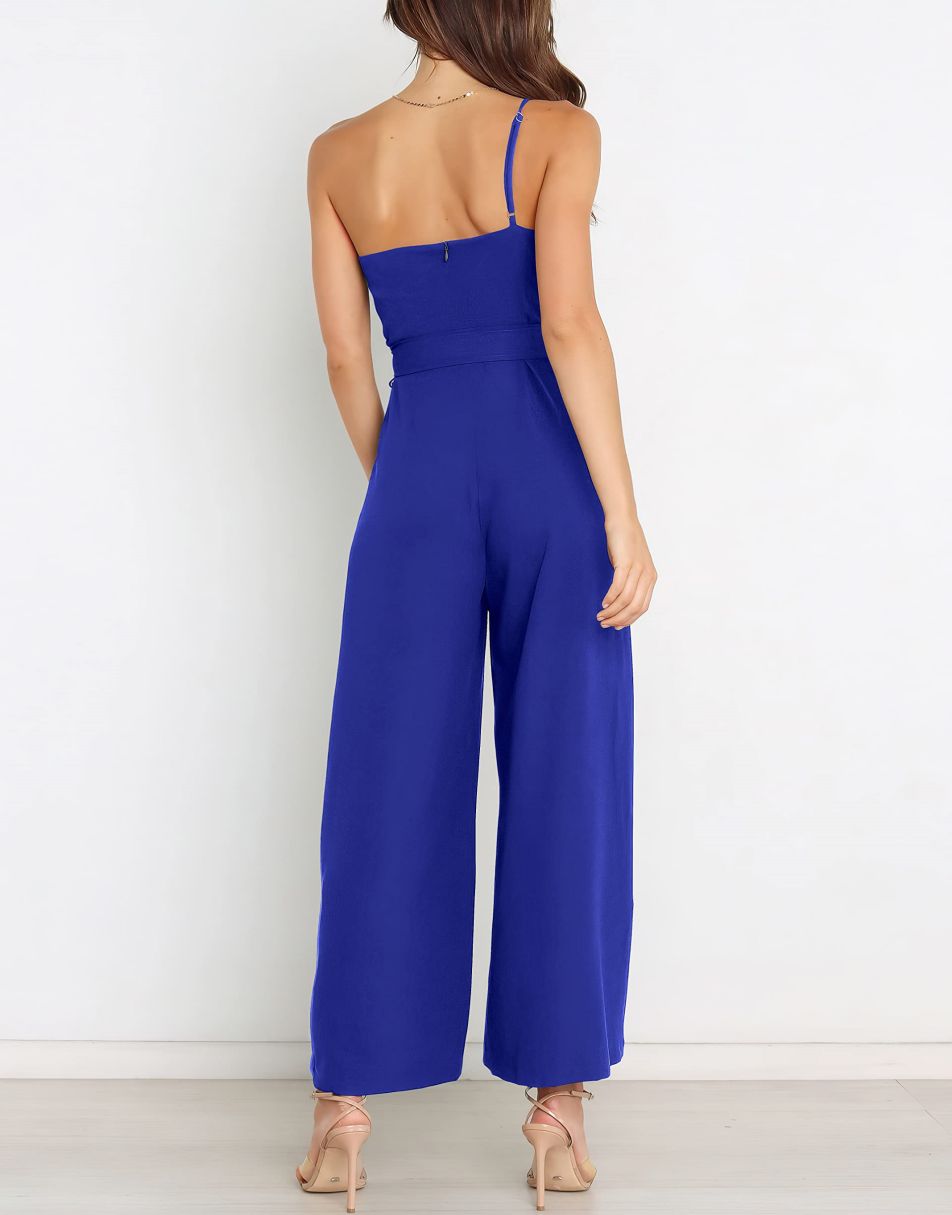 ANRABESS One Shoulder Sleeveless Wide Leg Jumpsuit