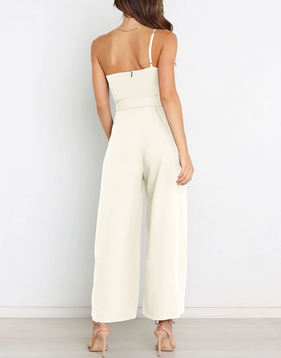 ANRABESS One Shoulder Sleeveless Wide Leg Jumpsuit