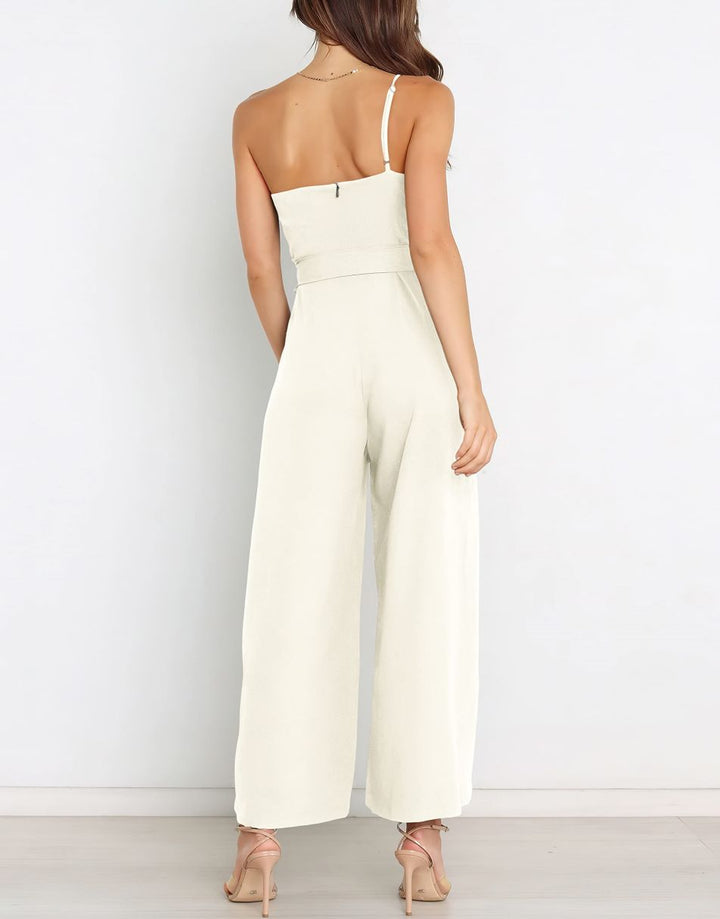 ANRABESS One Shoulder Sleeveless Wide Leg Jumpsuit