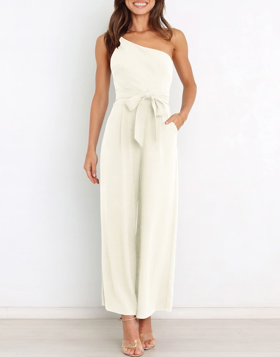 ANRABESS One Shoulder Sleeveless Wide Leg Jumpsuit