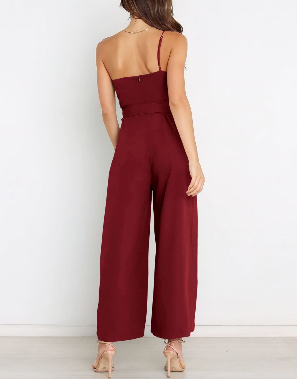 ANRABESS One Shoulder Sleeveless Wide Leg Jumpsuit