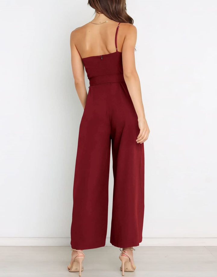 ANRABESS One Shoulder Sleeveless Wide Leg Jumpsuit