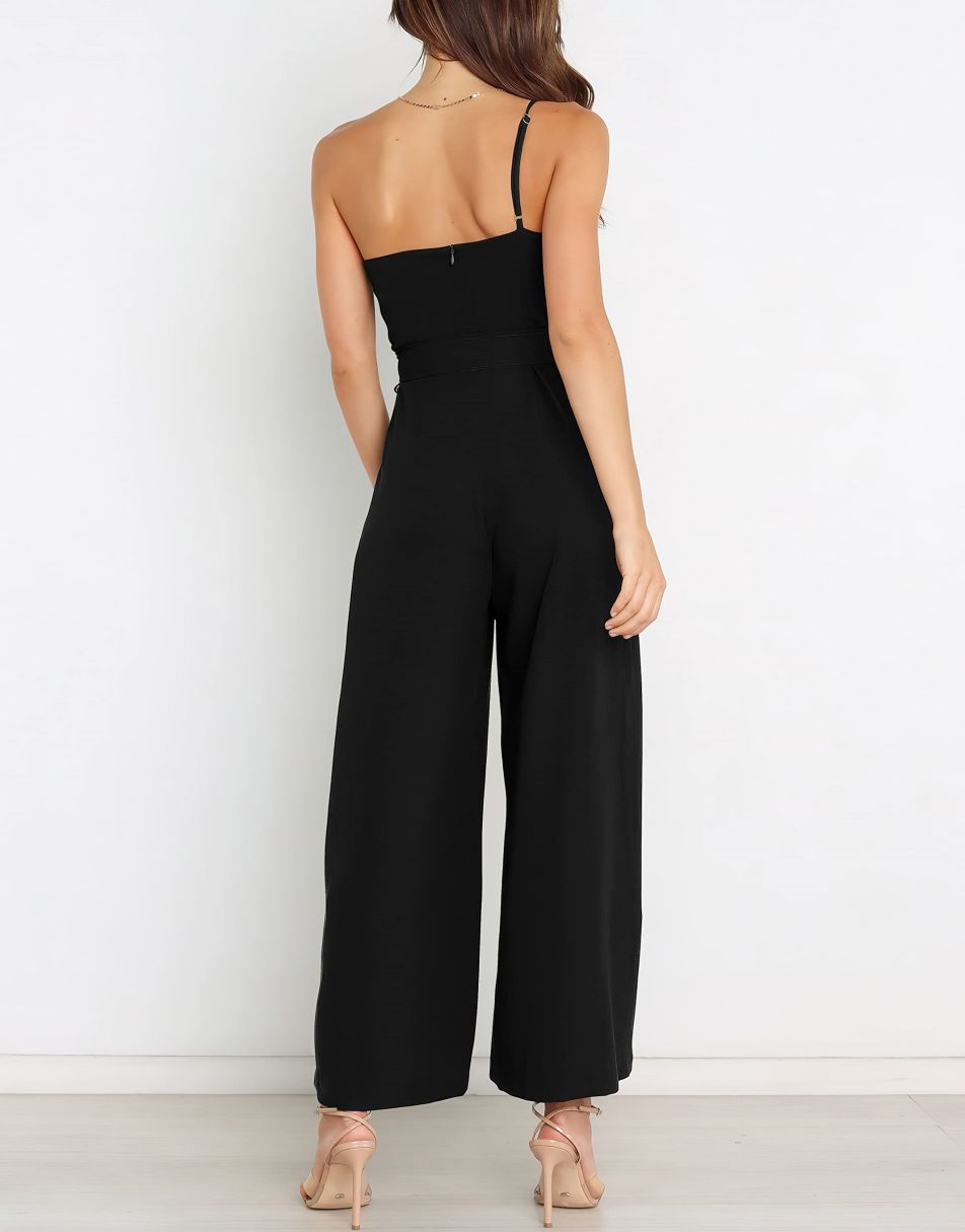 ANRABESS One Shoulder Sleeveless Wide Leg Jumpsuit