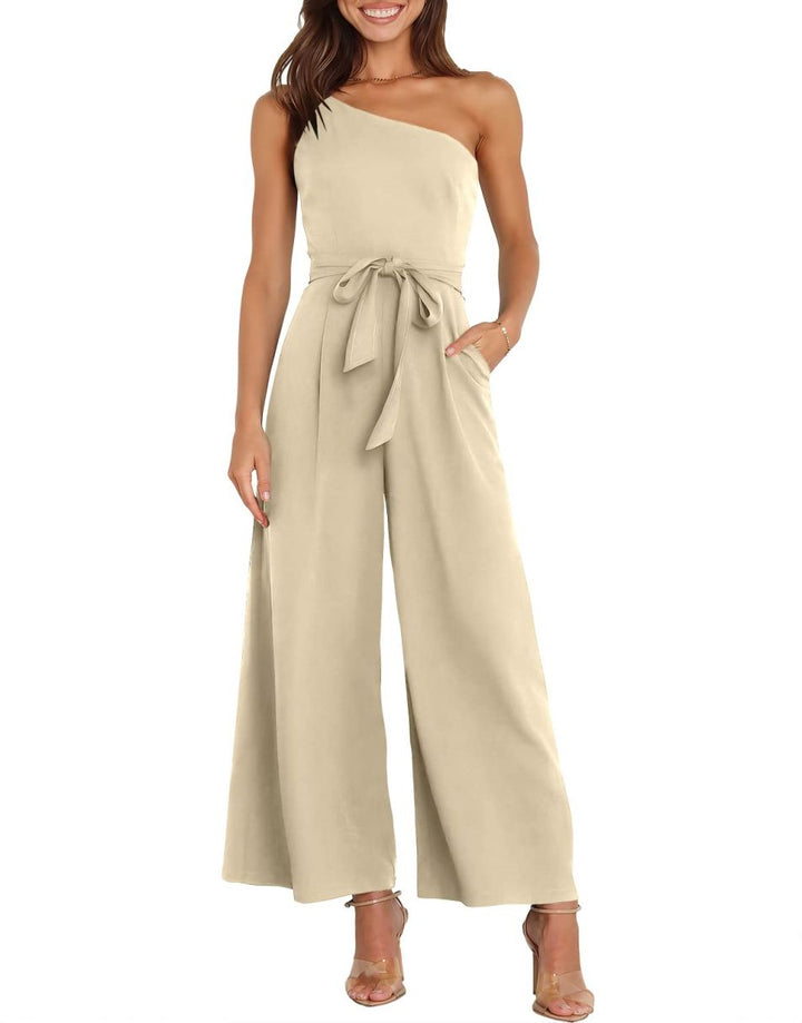 ANRABESS One Shoulder Sleeveless Wide Leg Jumpsuit