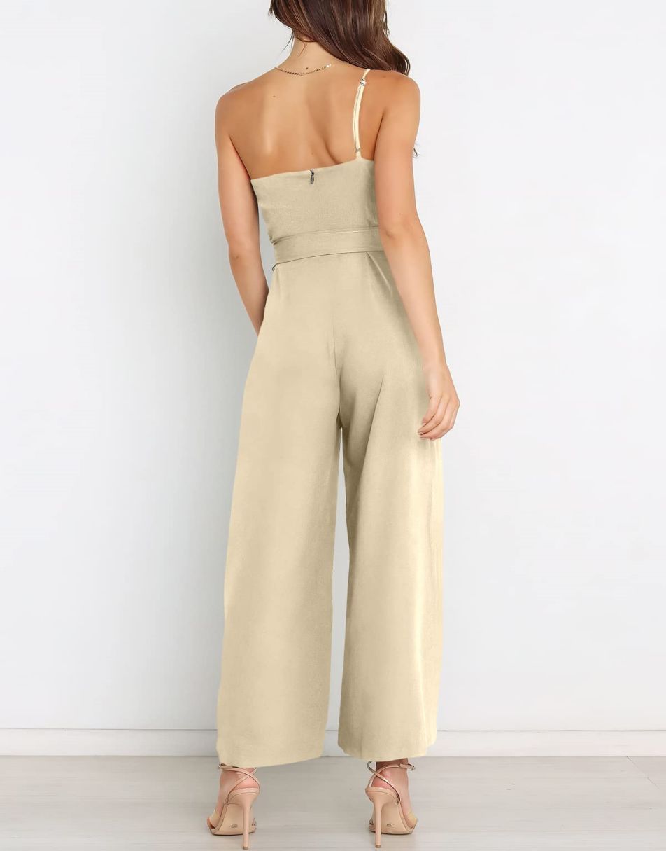 ANRABESS One Shoulder Sleeveless Wide Leg Jumpsuit