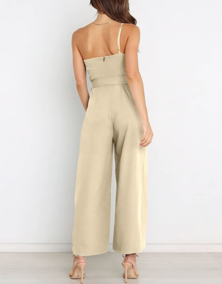 ANRABESS One Shoulder Sleeveless Wide Leg Jumpsuit
