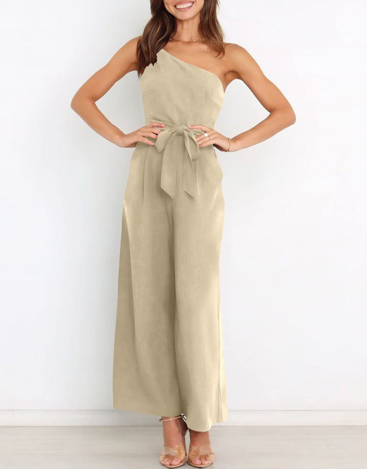 ANRABESS One Shoulder Sleeveless Wide Leg Jumpsuit
