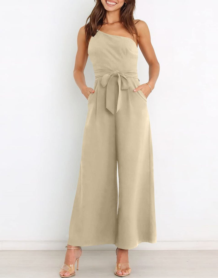 ANRABESS One Shoulder Sleeveless Wide Leg Jumpsuit