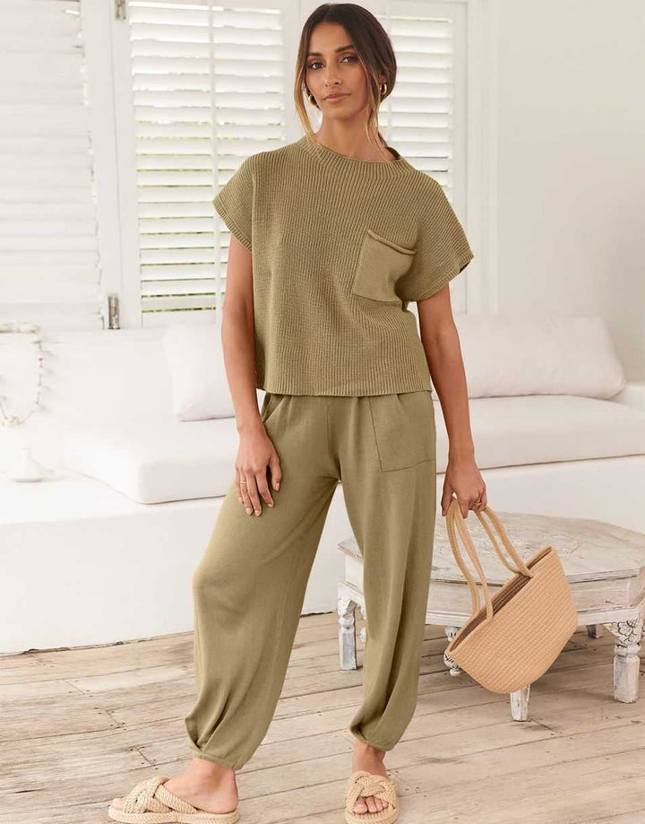 ANRABESS Women's Knit Sweater and Pants Lounge Set