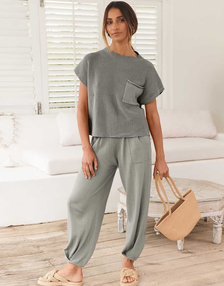 ANRABESS Women's Knit Sweater and Pants Lounge Set