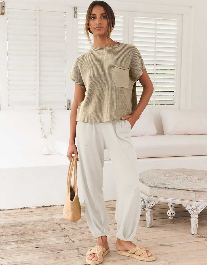 ANRABESS Women's Knit Sweater and Pants Lounge Set