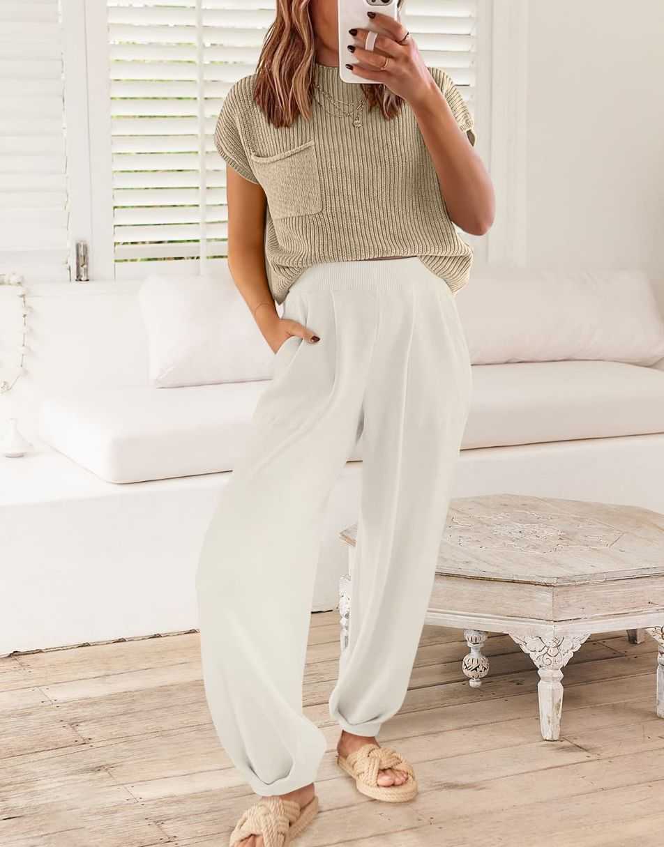 ANRABESS Women's Knit Sweater and Pants Lounge Set