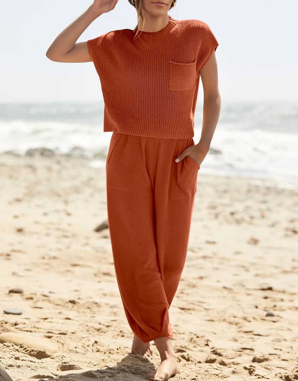 ANRABESS Women's Knit Sweater and Pants Lounge Set