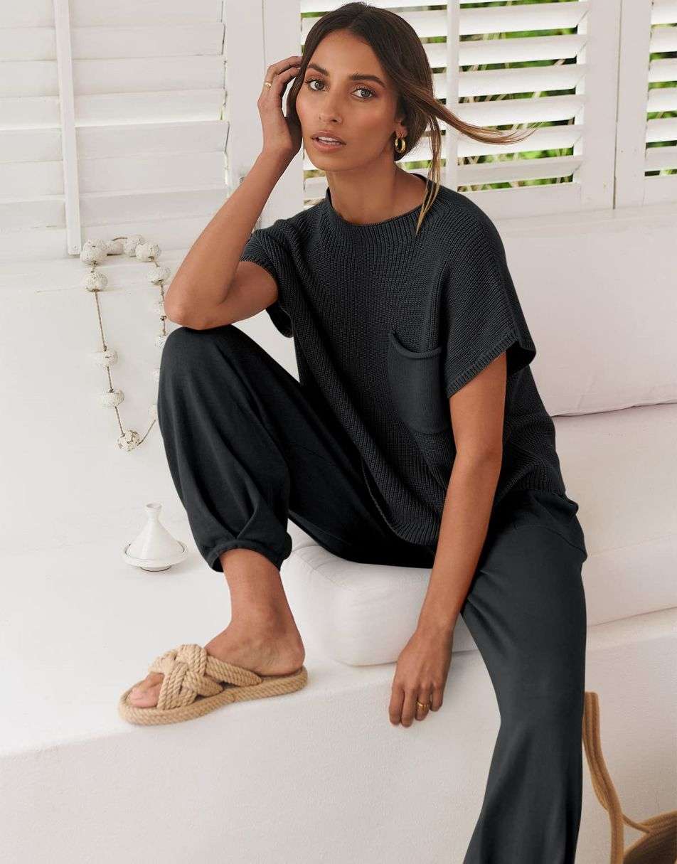 ANRABESS Women's Knit Sweater and Pants Lounge Set