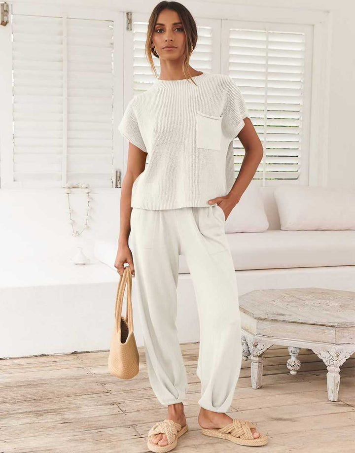 ANRABESS Women's Knit Sweater and Pants Lounge Set