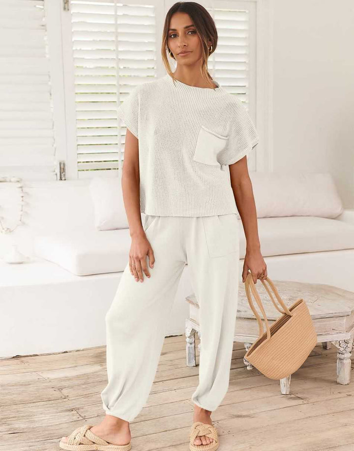 ANRABESS Women's Knit Sweater and Pants Lounge Set