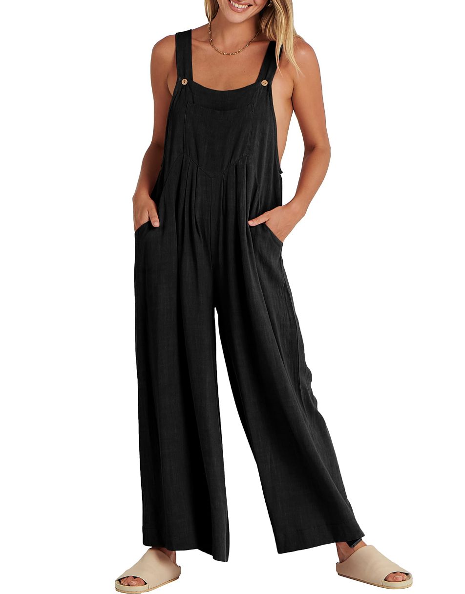 ANRABESS Women's Loose Sleeveless Overalls with Adjustable Straps