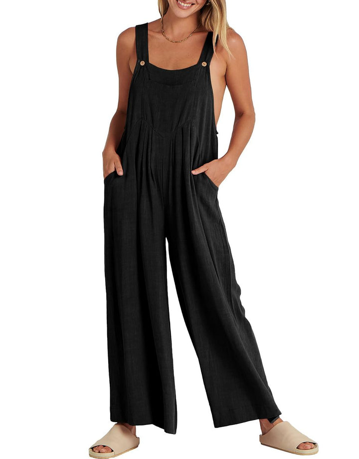 ANRABESS Women's Loose Sleeveless Overalls with Adjustable Straps