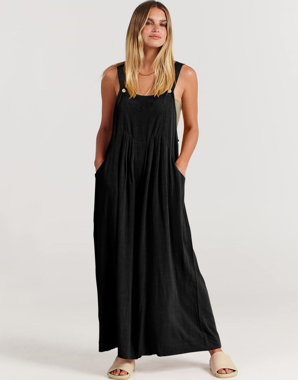 ANRABESS Women's Loose Sleeveless Overalls with Adjustable Straps