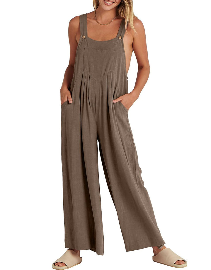 ANRABESS Women's Loose Sleeveless Overalls with Adjustable Straps