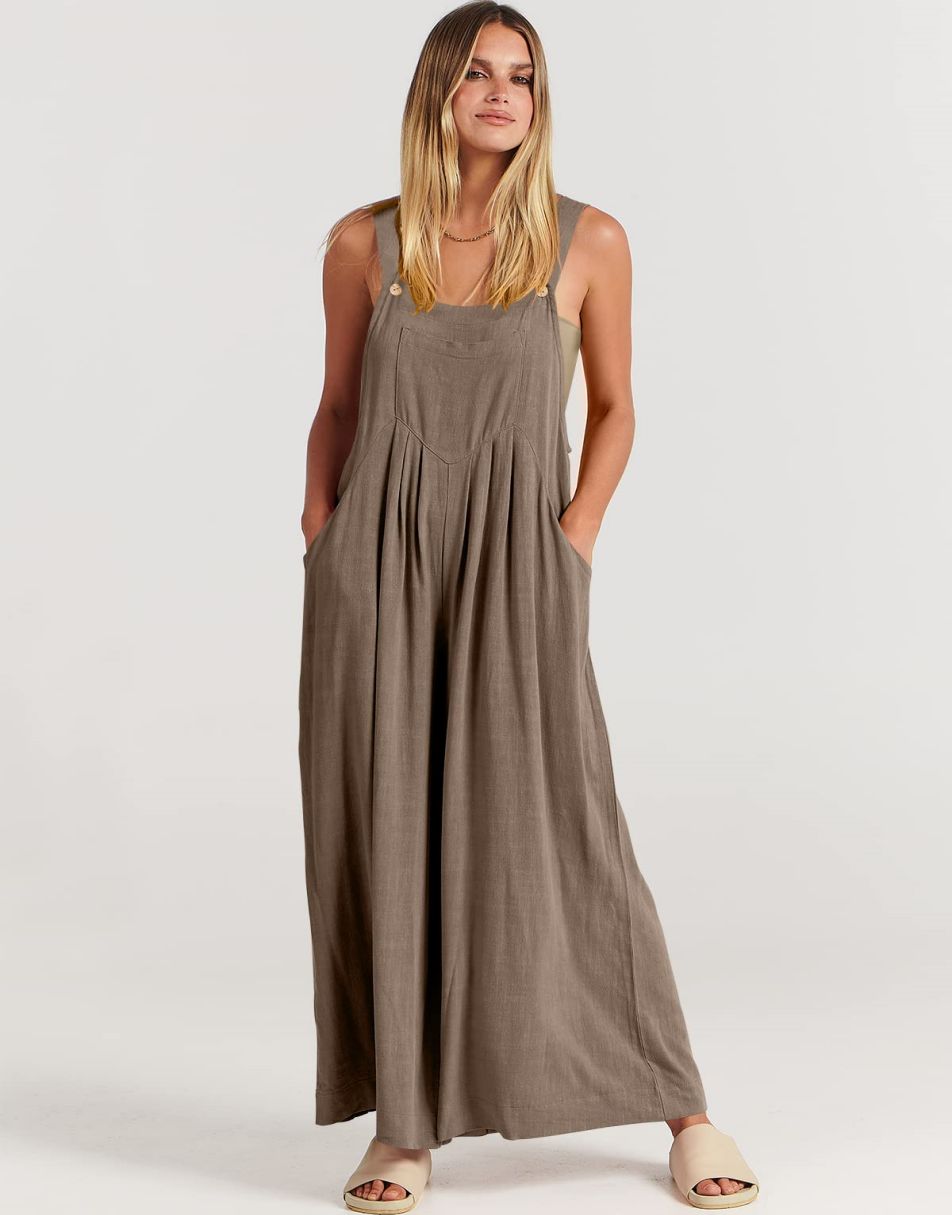 ANRABESS Women's Loose Sleeveless Overalls with Adjustable Straps