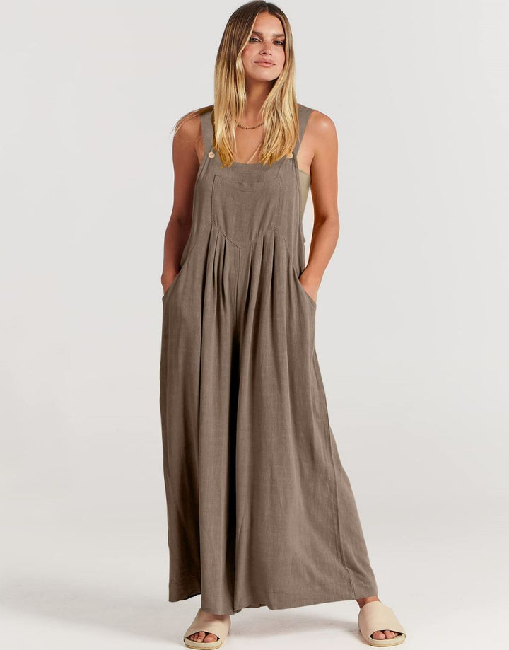 ANRABESS Women's Loose Sleeveless Overalls with Adjustable Straps