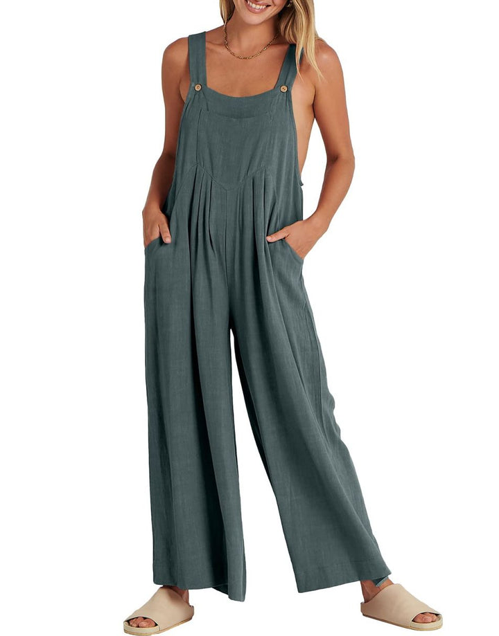 ANRABESS Women's Loose Sleeveless Overalls with Adjustable Straps
