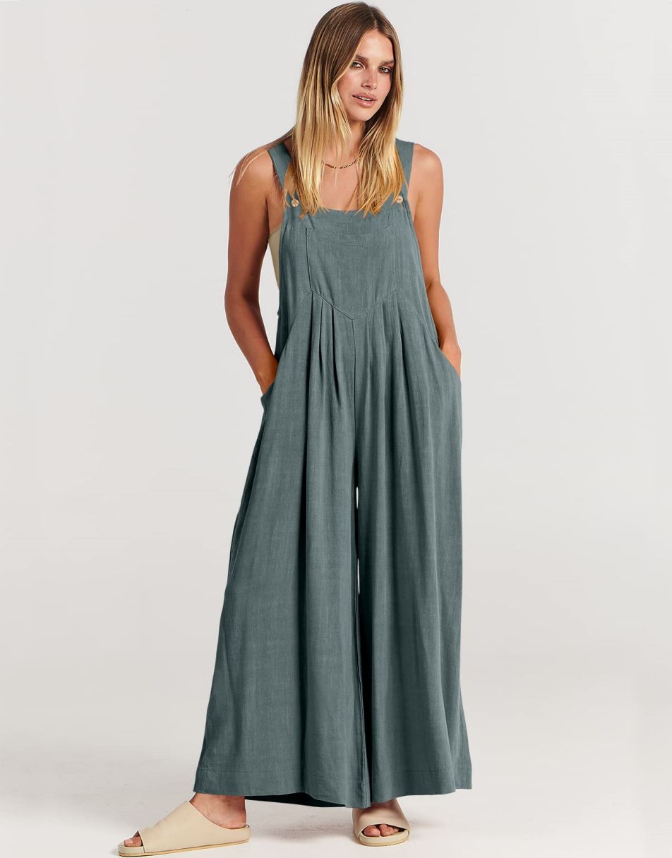 ANRABESS Women's Loose Sleeveless Overalls with Adjustable Straps