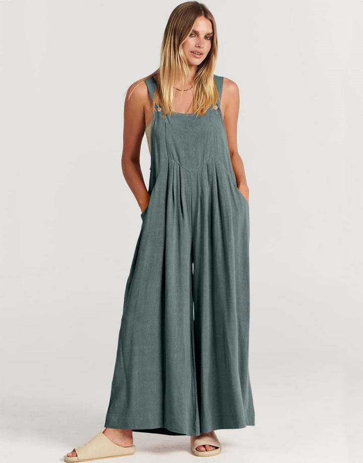 ANRABESS Women's Loose Sleeveless Overalls with Adjustable Straps