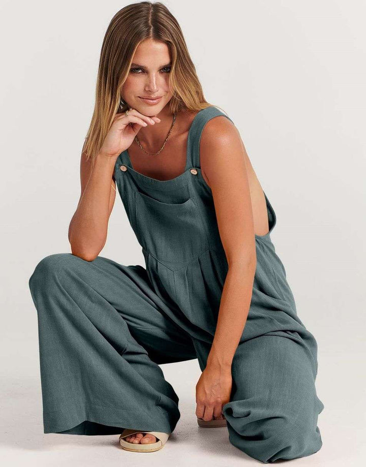 ANRABESS Women's Loose Sleeveless Overalls with Adjustable Straps
