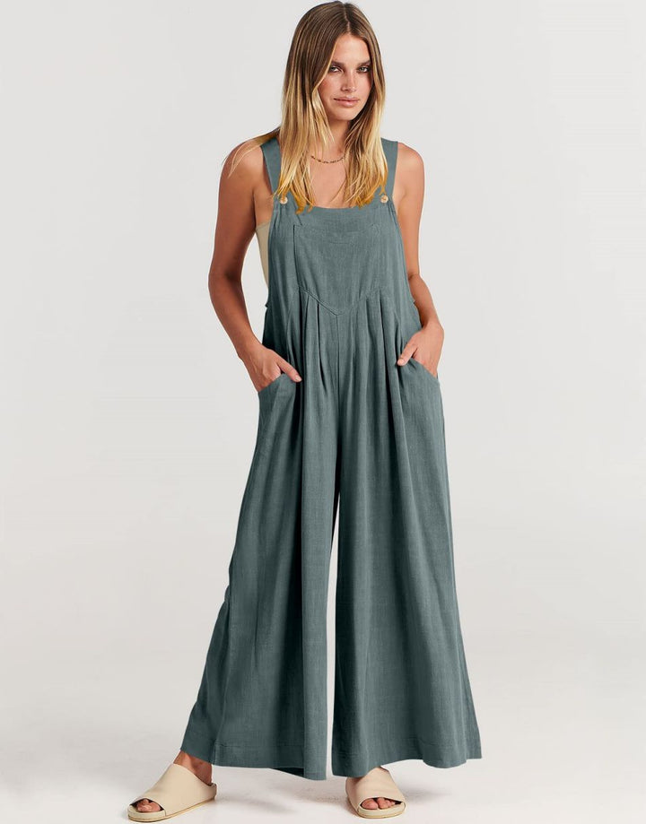 ANRABESS Women's Loose Sleeveless Overalls with Adjustable Straps