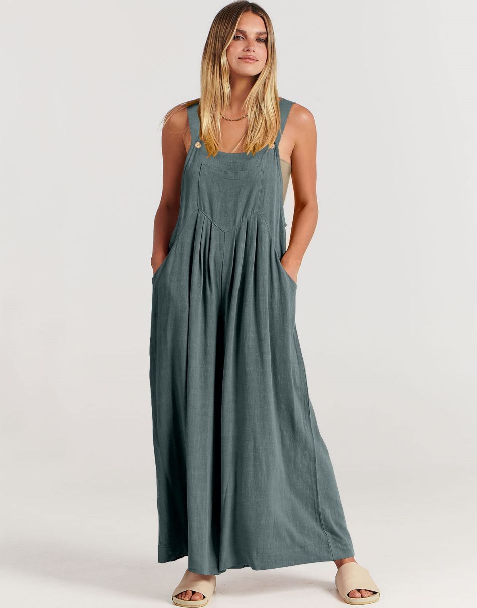 ANRABESS Women's Loose Sleeveless Overalls with Adjustable Straps