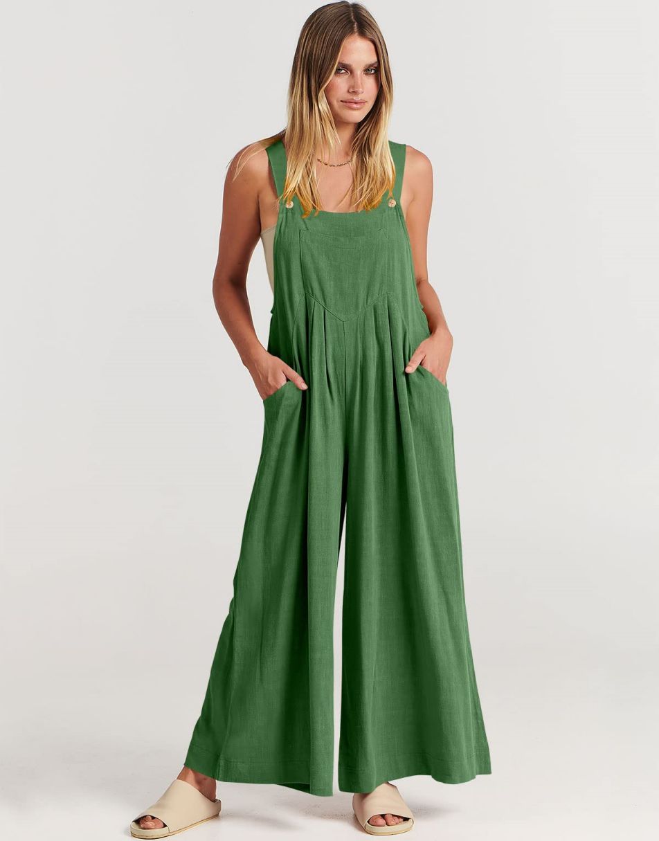 ANRABESS Women's Loose Sleeveless Overalls with Adjustable Straps