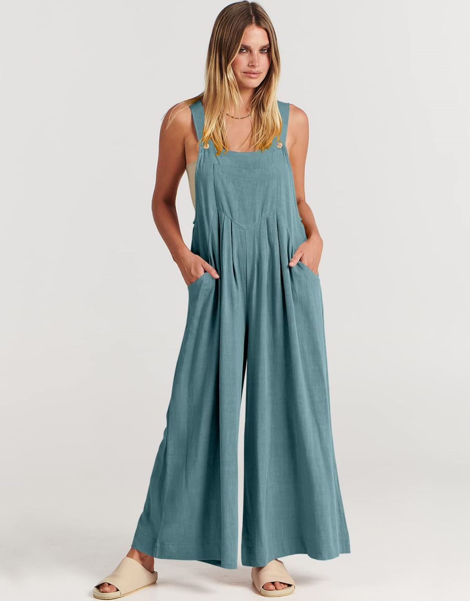 ANRABESS Women's Loose Sleeveless Overalls with Adjustable Straps