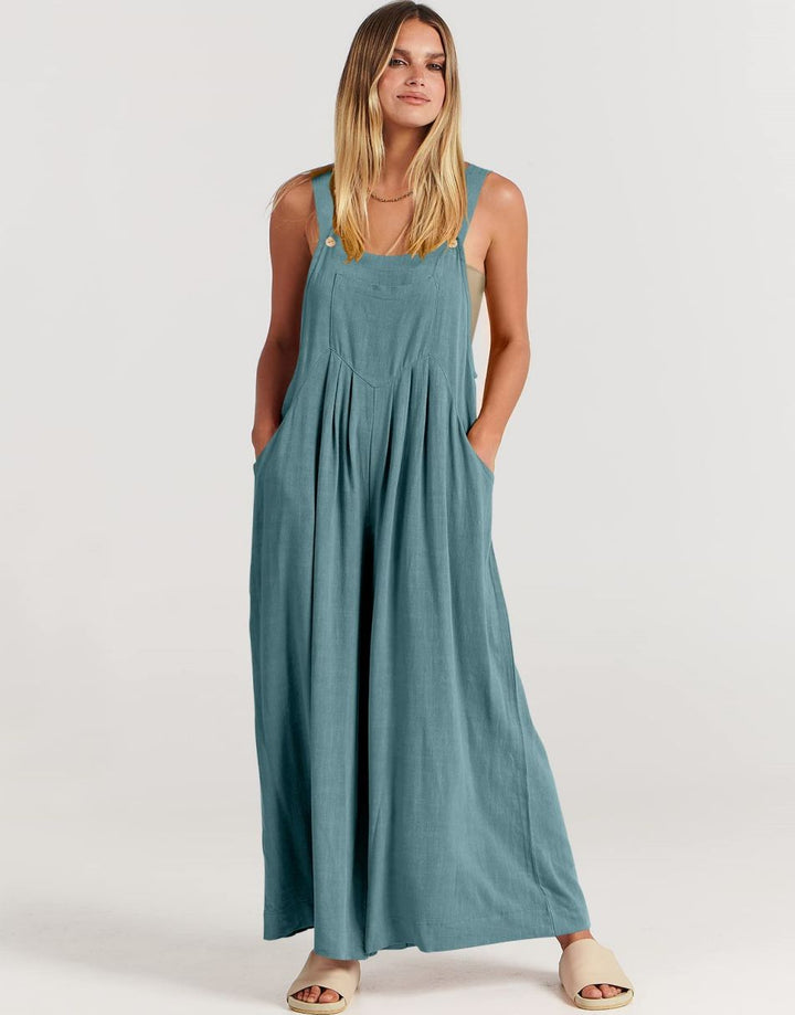 ANRABESS Women's Loose Sleeveless Overalls with Adjustable Straps