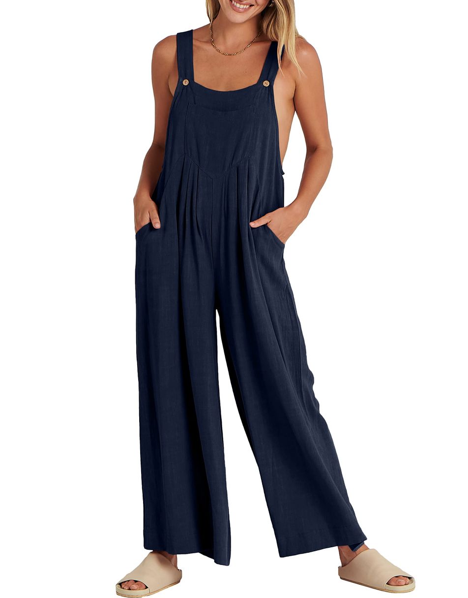 ANRABESS Women's Loose Sleeveless Overalls with Adjustable Straps