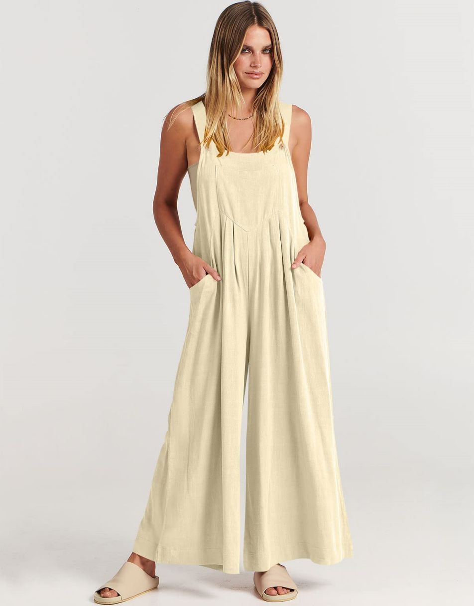 ANRABESS Women's Loose Sleeveless Overalls with Adjustable Straps