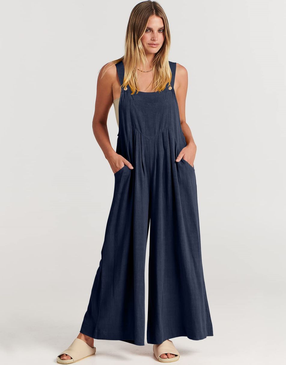 ANRABESS Women's Loose Sleeveless Overalls with Adjustable Straps